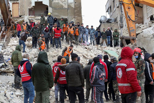 Collapsed building in Syria