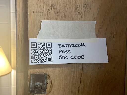 One of many QR codes students use to access a pass to the bathroom at Centra High School