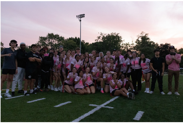 Central’s senior team poses following their 22-12 victory over the juniors in 2024’s homecoming powderpuff game.
