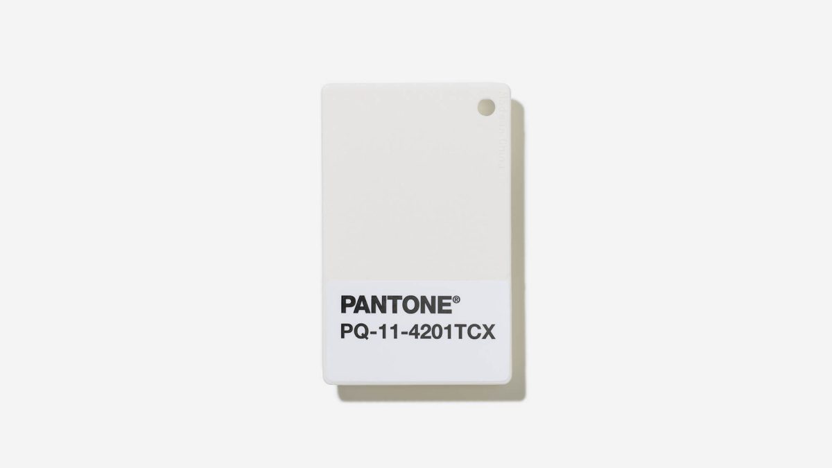 Color swatch of the Pantone color of the year 'Cloud Dancer' against a white background. Image from Pantone. https://www.durasupreme.com/blog/pantone-color-of-the-year-2026-tonal-white-trend. Creative Commons.
