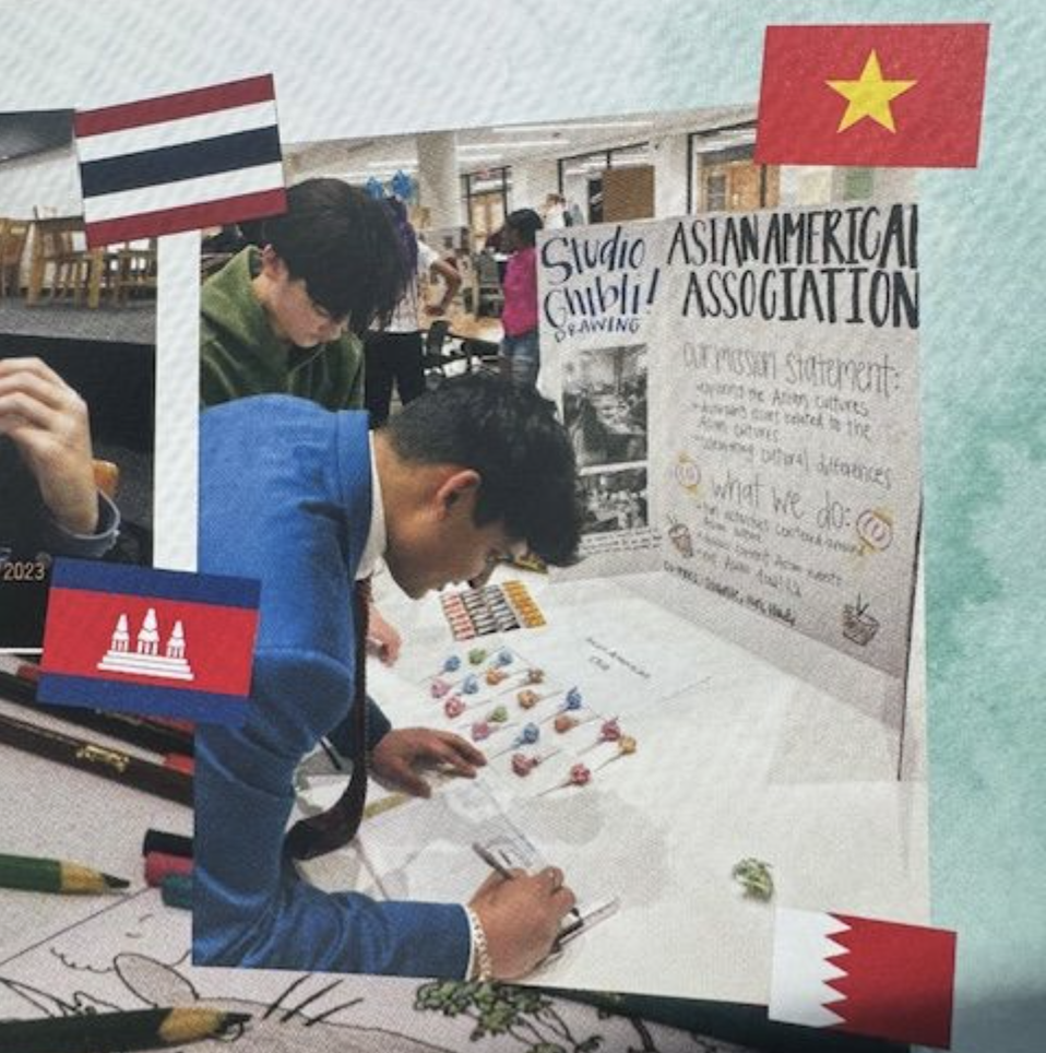International Night attendees at a booth at the event.  Photo from the Central 2023-2024 Yearbook.
