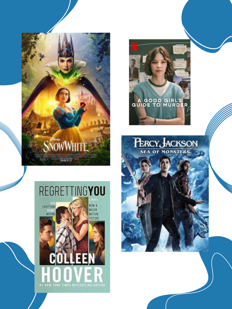 Snow White, A Good Girl’s Guide to Murder, Regretting You, and Percy Jackson: The Sea of Monsters all have live-action adaptations. Kenzie Martinsen. Canva. 